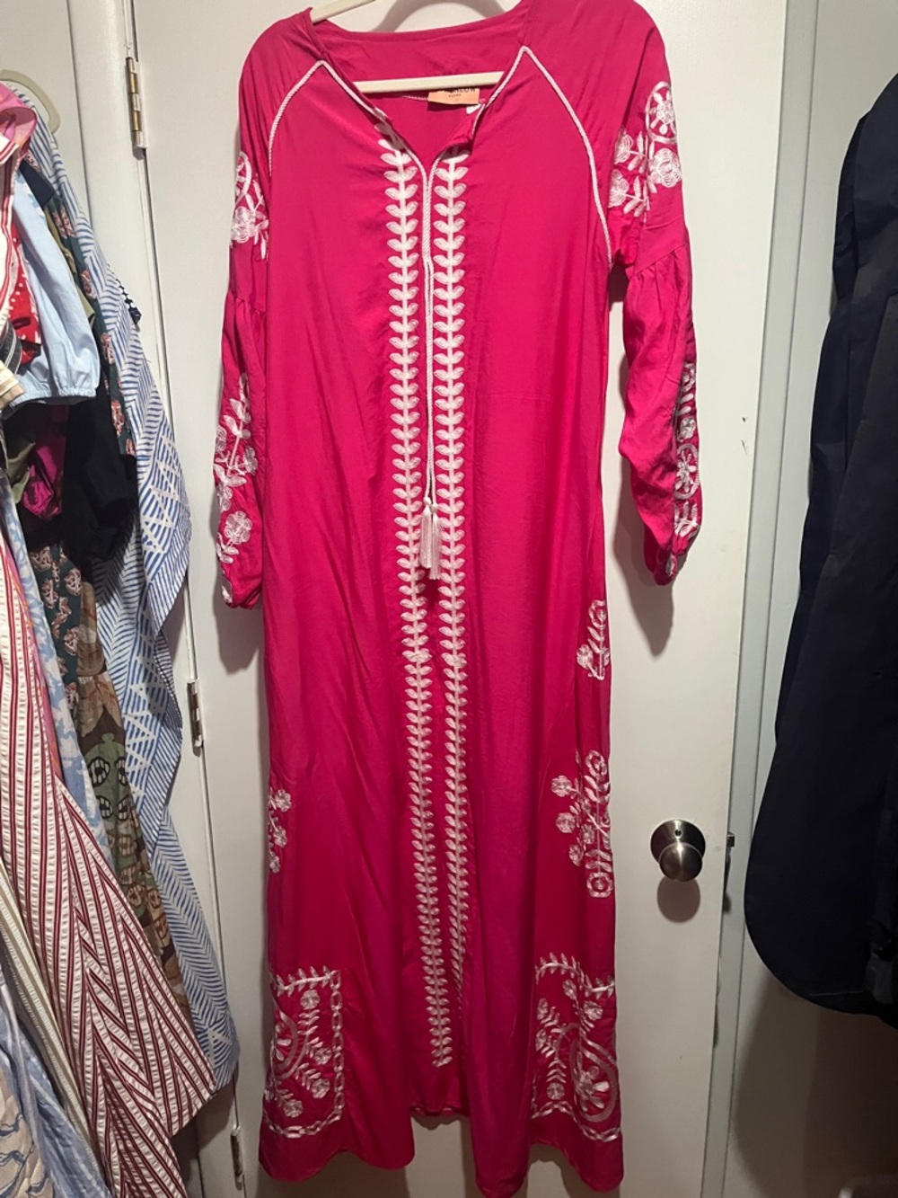 Women's Hot Pink Embroidered Maxi Dress - Brand Unspecified